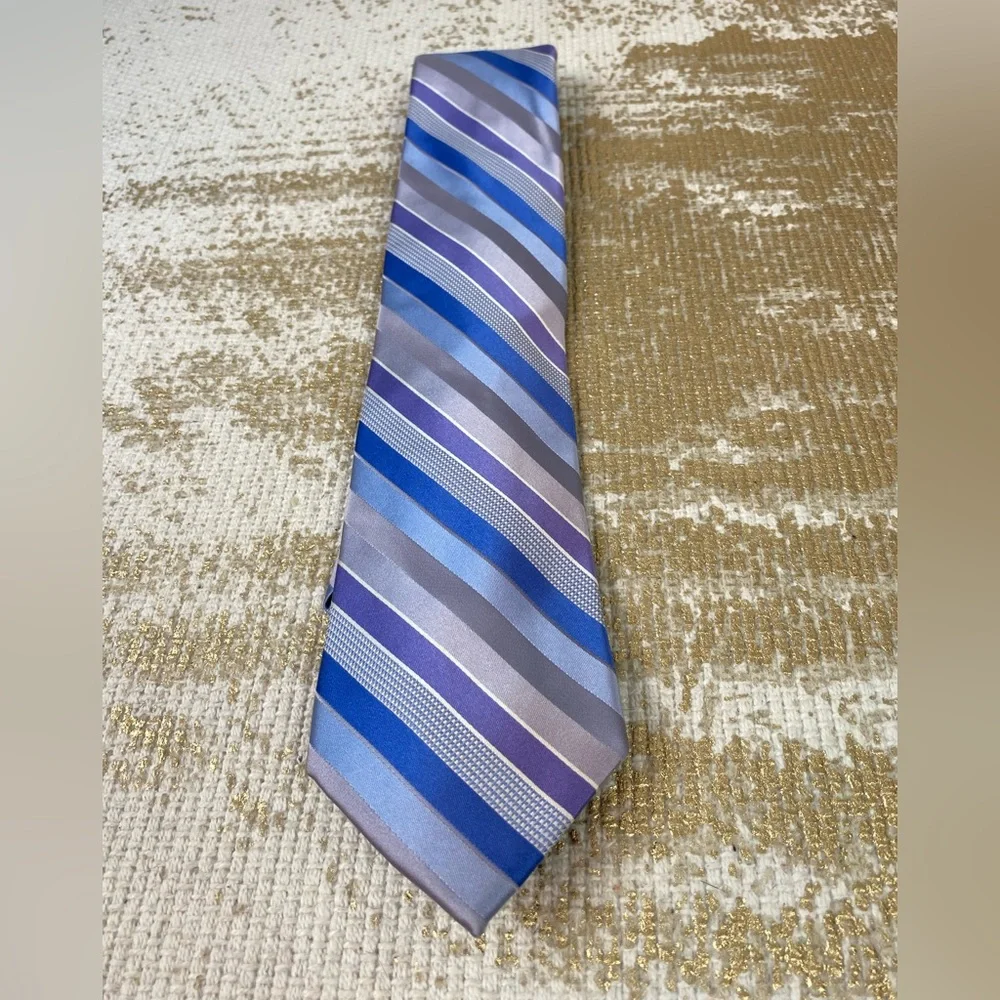 MICHAEL KORS Men’s Blue & Purple Striped Silk Necktie | Office Business Work